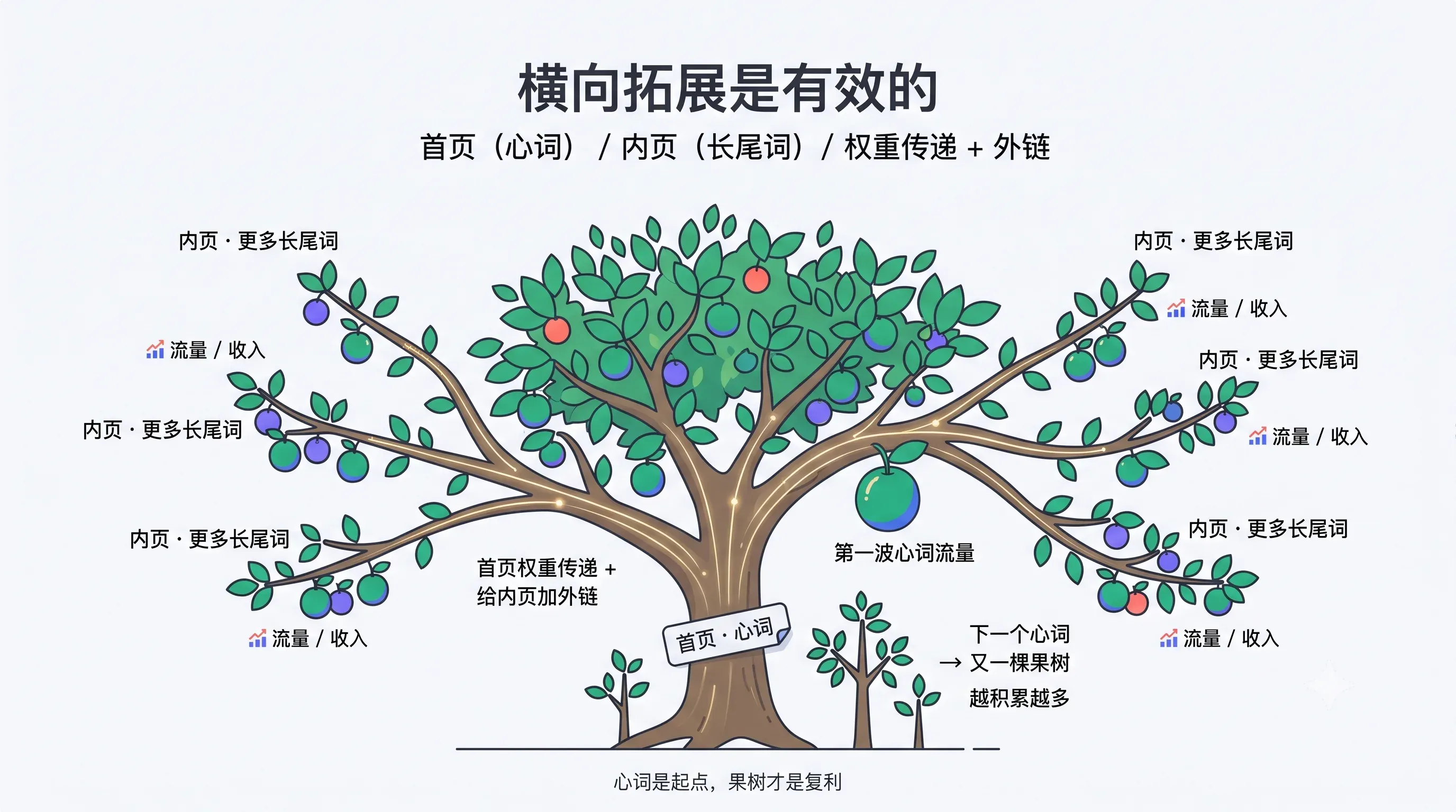 横向拓展是有效的：心词是起点，果树才是复利