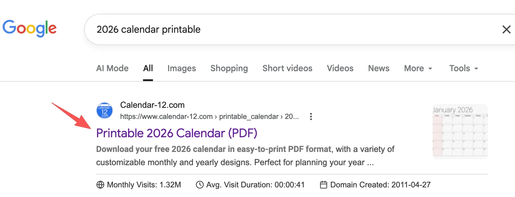 2026 query maps to 2026 page