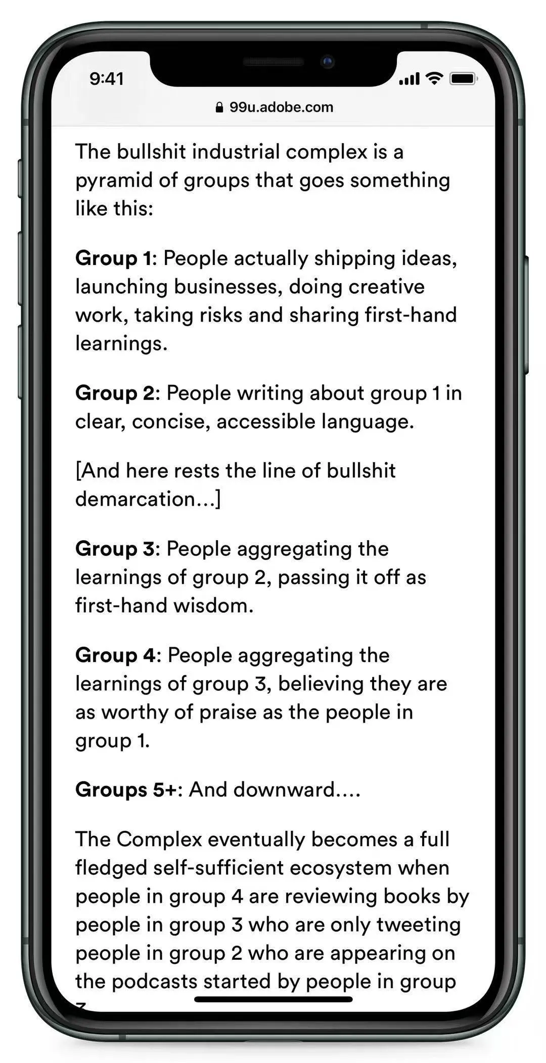 The original “bullshit industrial complex” graphic